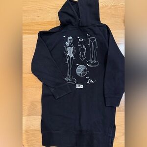 Kith Kids  Black Hoodie Sweater Dress with White Barbie Logo
